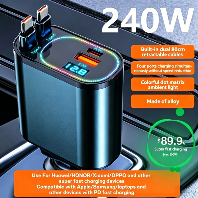 Fast Ev Charger - Cargador de coche retráctil 4 en