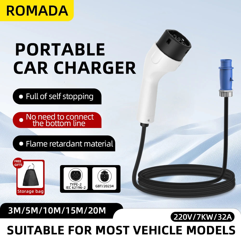 ROMADA Type2 IEC62196-2 para v - Ev Charger Adapter reseña y precio